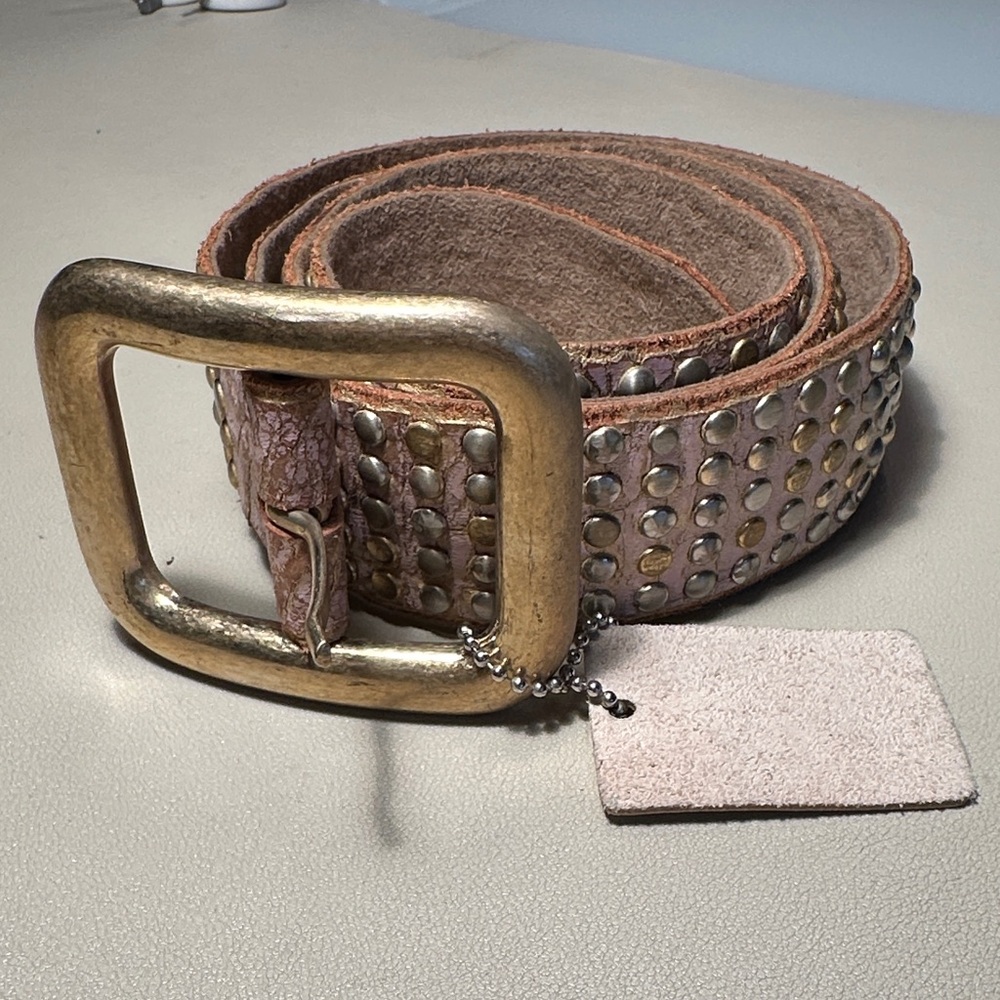 Studded Leather Belt with Gold Buckle NWT